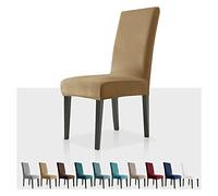 MAXIJIN Coprisedie con Schienale 4 pezzi in Velluto, Elasticizzato Lavabile Fodere coprisedia per sala da pranzo con Fascia Elastica per Ristorante, Hotel (Cammello, 4)