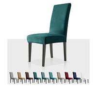 MAXIJIN Coprisedie con Schienale 4 pezzi in Velluto, Elasticizzato Lavabile Fodere coprisedia per sala da pranzo con Fascia Elastica per Ristorante, Hotel (Verde Nerastro, 4)