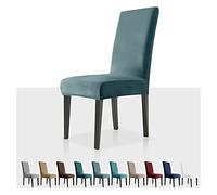 MAXIJIN Coprisedie con Schienale 6 pezzi in Velluto, Elasticizzato Lavabile Fodere coprisedia per sala da pranzo con Fascia Elastica per Ristorante, Hotel (Blu Polvere, 6)