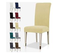 MAXIJIN Coprisedie con Schienale Elasticizzate, Lavabile Estraibile coprisedile, Antiscivolo Protezione sedia per Moderna Sala da Pranzo, Hotel, Ristorante (Beige, 6)