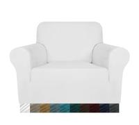 MAXIJIN Coprisedili in velluto per poltrone Copridivano Elasticizzato Antiscivolo 1 Posto Cani Soggiorno 1 Pezzo Copridivano Elasticizzato con Braccio (1 Posto, Bianco)