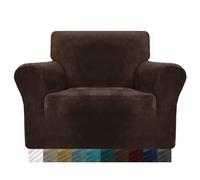 MAXIJIN Coprisedili in velluto spesso per poltrone Copridivano elasticizzato 1 posto Cani Gatto Pet Soggiorno Coprisedile 1 pezzo Fodera per sedia con braccioli (1 posto, Caffè Scuro)