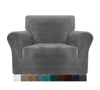 MAXIJIN Coprisedili in velluto spesso per poltrone Copridivano elasticizzato 1 posto Cani Gatto Pet Soggiorno Coprisedile 1 pezzo Fodera per sedia con braccioli (1 posto, Grigio)