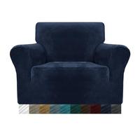 MAXIJIN Coprisedili in velluto spesso per poltrone Copridivano elasticizzato 1 posto Cani Gatto Pet Soggiorno Coprisedile 1 pezzo Fodera per sedia con braccioli (1 posto, Velluto Blu Navy)