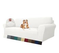 MAXIJIN Fodera per divano super elasticizzata per divano a 4 posti, fodere per divani extra large Jacquard Pet Dog Furniture Protector Fodera per divano aderente (4 posto, Bianca)