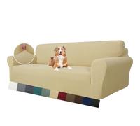 MAXIJIN Fodera per divano super elasticizzata per divano a 4 posti, fodere per divani extra large Jacquard Pet Dog Furniture Protector Fodera per divano aderente (4 posto, Beige)