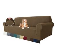 MAXIJIN Fodera per divano super elasticizzata per divano a 4 posti, fodere per divani extra large Jacquard Pet Dog Furniture Protector Fodera per divano aderente (4 posto, Marrone)