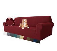 MAXIJIN Fodera per divano super elasticizzata per divano a 4 posti, fodere per divani extra large Jacquard Pet Dog Furniture Protector Fodera per divano aderente (4 posto, Rosso)
