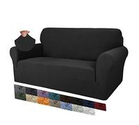 MAXIJIN Fodere per divano jacquard creative per 2 posti, 1 pezzo copridivano antiscivolo super elasticizzato per divano per cani protezione per mobili per animali domestici (2 Posti, Nero)