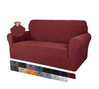 MAXIJIN Fodere per divano jacquard creative per 2 posti, 1 pezzo copridivano antiscivolo super elasticizzato per divano per cani protezione per mobili per animali domestici (2 Posti, Rosso)