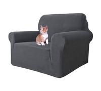 MAXIJIN Fodere per sedia super elasticizzate per soggiorno, 1 pezzo con braccioli Protezione per sedia jacquard Cani Fodera per poltrona pet friendly (1 posto, Grigio Scuro)