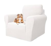 MAXIJIN Fodere per sedia super elasticizzate per soggiorno, fodera per sedia 1 pezzo con braccioli Protezione per sedia jacquard Cani Fodera per poltrona pet friendly (1 posto, Bianca)
