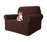 MAXIJIN Fodere per sedia super elasticizzate per soggiorno, fodera per sedia 1 pezzo con braccioli Protezione per sedia jacquard Cani Fodera per poltrona pet friendly (1 posto, Caffè)