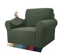 MAXIJIN Fodere per sedie più recenti per soggiorno, fodera per sedia in jacquard super elasticizzato con braccioli per cani Fodera per poltrona 1 pezzo per divano (1 posto, Army Green)