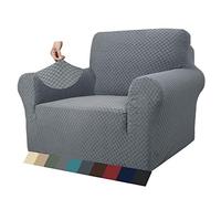 MAXIJIN Fodere per sedie più recenti per soggiorno, fodera per sedia in jacquard super elasticizzato con braccioli per cani Fodera per poltrona 1 pezzo per divano (1 posto, Jacquard Grigio Chiaro)
