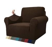 MAXIJIN Fodere per sedie più recenti per soggiorno, fodera per sedia in jacquard super elasticizzato con braccioli per cani Fodera per poltrona 1 pezzo per divano (1 posto, Jacquard Caffè)