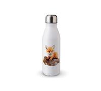 MAXIKIWI - Borraccia a parete singola con tappo a vite, in alluminio leggero non isolato, senza BPA, a prova di perdite - Simpatico cucciolo di volpe sdraiato - 500 ml