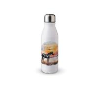 MAXIKIWI - Borraccia a parete singola con tappo a vite, in alluminio leggero non isolato, senza BPA, a prova di perdite, tema cavalli ad acquerello 4-500 ml