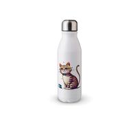 MAXIKIWI - Borraccia a parete singola con tappo a vite, in alluminio leggero non isolato, senza BPA, a prova di perdite, tema divertente gatto, 1-500 ml