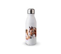MAXIKIWI - Bottiglia d'acqua a parete singola con tappo a vite, in alluminio leggero non isolato, senza BPA, a prova di perdite - Acquerello bianco per ragazze che puliscono il cavallo - 500 ml