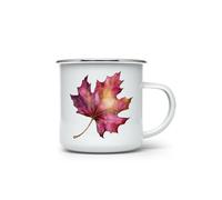 MAXIKIWI - Tazza da campeggio smaltata resistente per caffè o tè per uso interno ed esterno - Acquerello Borgogna Autunno - 350ml