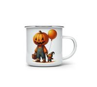 MAXIKIWI - Tazza da campeggio smaltata resistente per caffè o tè per uso interno ed esterno - Acquerello Halloween Pumpkin Man - 350ml