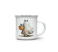 MAXIKIWI - Tazza da campeggio smaltata resistente per caffè o tè per uso interno ed esterno - Collezione acquerello Halloween - 350 ml