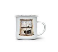 MAXIKIWI - Tazza da campeggio smaltata resistente per caffè o tè per uso interno ed esterno - Collezione acquerello Halloween - 350 ml