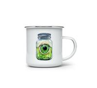 MAXIKIWI - Tazza da campeggio smaltata resistente per caffè o tè per uso interno ed esterno - Collezione acquerello Halloween - 350 ml