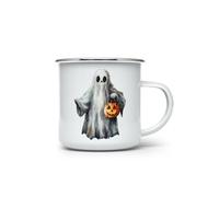 MAXIKIWI - Tazza da campeggio smaltata resistente per caffè o tè per uso interno ed esterno - Collezione acquerello Halloween - 350 ml
