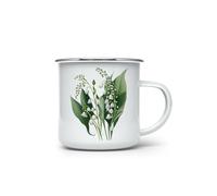MAXIKIWI - Tazza da campeggio smaltata resistente per caffè o tè per uso interno ed esterno - Fiori del mese di nascita - 350 ml