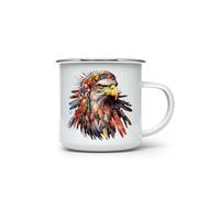 MAXIKIWI - Tazza da campeggio smaltata resistente per caffè o tè per uso interno ed esterno - Vita dei nativi americani - 350 ml