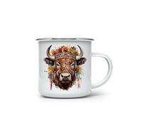 MAXIKIWI - Tazza da campeggio smaltata resistente per caffè o tè per uso interno ed esterno - Vita dei nativi americani - 350 ml