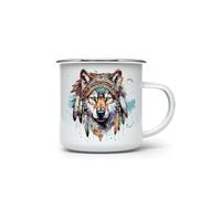 MAXIKIWI - Tazza da campeggio smaltata resistente per caffè o tè per uso interno ed esterno - Vita dei nativi americani - 350 ml