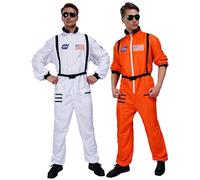 Maxim Party Supplies Mens Astronaut Costume Jumpsuit for Adults with Embroidered Patches and Pockets (Large, White)