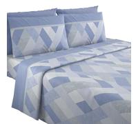 MAXIME MAISON - Completo Lenzuola Flanella Matrimoniale in Cotone Stampate, Set Lenzuola Matrimoniali Flanella Invernali con Fantasia Elegante (Cross Blu)