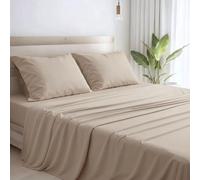 MAXIME MAISON - Completo Lenzuola Una Piazza e Mezza Francese in Puro Cotone 100% Made in Italy, con 2 Federe Incluse, Tocca con Mano la Qualità di un Tessuto in Fibra Naturale (Beige)