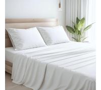MAXIME MAISON - Completo Lenzuola Una Piazza e Mezza Francese in Puro Cotone 100% Made in Italy, con 2 Federe Incluse, Tocca con Mano la Qualità di un Tessuto in Fibra Naturale (Bianco)