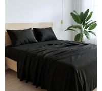 MAXIME MAISON - Completo Lenzuola Una Piazza e Mezza Francese in Puro Cotone 100% Made in Italy, con 2 Federe Incluse, Tocca con Mano la Qualità di un Tessuto in Fibra Naturale (Nero)