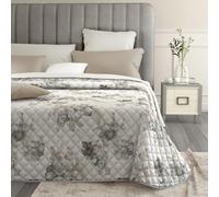 MAXIME MAISON - Copriletto 165x265 Ideale per Mezza Stagione (100 gr/mq) Morbido in Raso di Cotone, Dimensioni Generose, Colori Unici, Made in Italy (Flora Grigio)