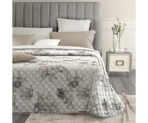 MAXIME MAISON - Copriletto 165x265 Ideale per Mezza Stagione (100 gr/mq) Morbido in Raso di Cotone, Dimensioni Generose, Colori Unici, Made in Italy (Flora Grigio)