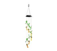 Maximex Campanella eolica a LED Colibrì Solar, resistente alle intemperie, si illumina al buio, con 6 campanelle, pannello solare e gancio per appenderla, 12,5 x 78 x 12,5 cm, colorata