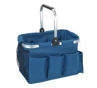 Maximex Cesto universale da esterno, cesto da trasporto pieghevole per giardino, casa e tempo libero, divisori interni regolabili, con tasca con cerniera, poliestere, 37 L, 40 x 26 x 25 cm, blu