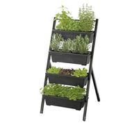 Maximex Letto rialzato Letto Verticale a 4 Livelli Angolo Regolabile con fioriere Rimovibili drenaggio 56,5x108x62 cm plastica Resistente Nero