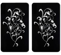Maximex Ornamento Nero - Set di 2 piastre di copertura per piano cottura e tagliere in vetro per fornelli in vetroceramica, vetro temperato, 30 x 0,5 x 52 cm, colore: Nero