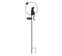 Maximex Picchetto da giardino LED gatto e farfalla, sensore crepuscolare, resistente alle intemperie, lampara solare per giardino e balcone, 20 x 85 x 11,2 cm, metallo