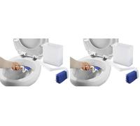 Maximex Pulitore per WC con scatola - Include scatola portaoggetti da parete con 2 ventose, polipropilene, 4,5 x 23 x 9,2 cm, bianco (Confezione da 2)