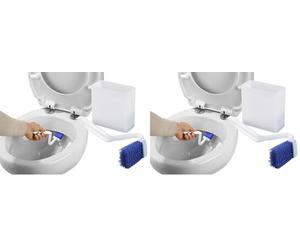 Maximex Pulitore per WC con scatola - Include scatola portaoggetti da parete con 2 ventose, polipropilene, 4,5 x 23 x 9,2 cm, bianco (Confezione da 2)