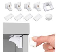 Maximex Set di 4 chiusure magnetiche di sicurezza senza foratura, blocco armadio a prova di bambino per riporre in modo sicuro oggetti importanti, fusibile magnetico infrangibile