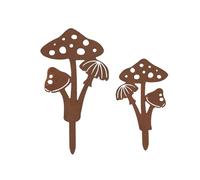 Maximex Stecche da Giardino Funghi, Set da 2, Decorazione da Esterno Resistente alle intemperie, Metallo con Patina Effetto ruggine, per Giardino, terrazza e Balcone, 20 x 35 cm